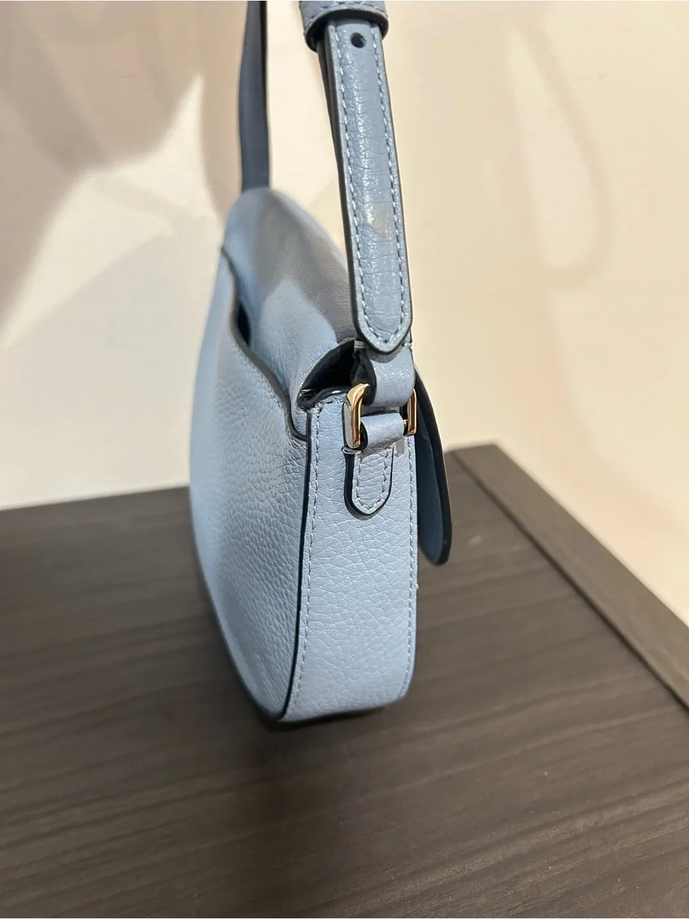 Kate Spade Leila Mini Flap Crossbody Blue Leather Frosy Sky EUC